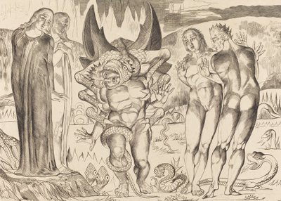 Le Cercle des Voleurs, Agnolo Brunelleschi Attaqué par un Serpent à Six Pattes - William Blake