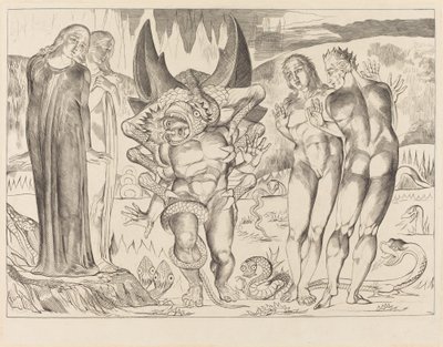 Le cercle des voleurs, Agnolo Brunelleschi attaqué par un serpent à six pieds - William Blake