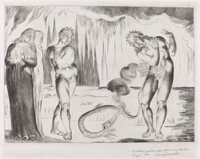 Le Cercle des Voleurs; Buoso Donati Attaqué par le Serpent - William Blake