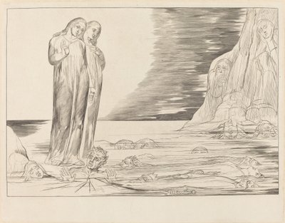 Le Cercle des Traîtres; le Pied de Dante Frappe Bocca degli Abbate - William Blake
