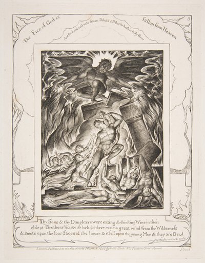 La Destruction des fils de Job, des Illustrations du Livre de Job - William Blake