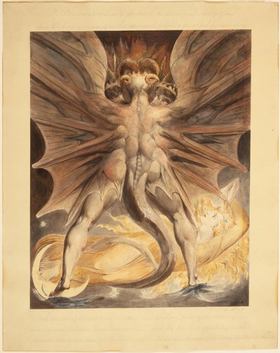 Le Grand Dragon Rouge et la Femme vêtue de soleil (Apoc. 12: 1-4), c.1803-05 - William Blake