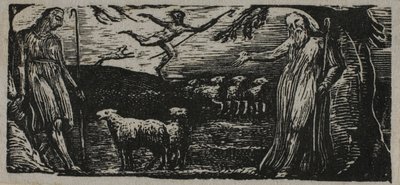 Thenot réprimande Colinet, Lightfoot en arrière-plan, des Pastorales de Virgile - William Blake