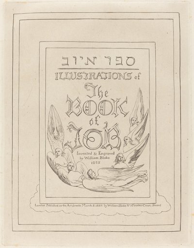 Page de titre des illustrations gravées du Livre de Job - William Blake