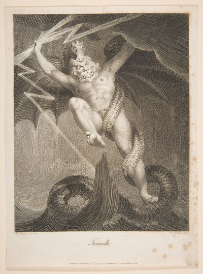 Tornade-Zeus combattant Typhon, Erasmus Darwin, Le Jardin Botanique, 1er août 1795 - William Blake