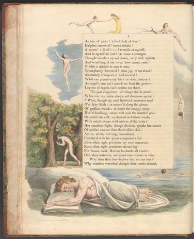 Les Pensées Nocturnes de Young, Page 4, "Quoi, bien que mon âme ait suivi des mesures fantastiques" - William Blake