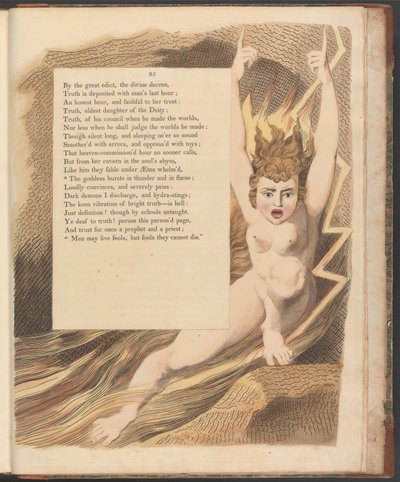 Les Pensées Nocturnes de Young, Page 95, La déesse éclate en tonnerre et en flammes - William Blake
