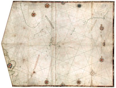 Carte portulan construite par William Borough montrant la zone maritime de la mer du Nord et de la Baltique, de la côte est de l