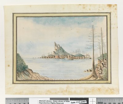 Opp. p. 211. `Îles Phillip et Nepean. Justinian et Surprise entrant dans la baie de Sydney. 23 août 1790