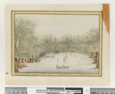 Opp. p. 70. `Première rencontre avec les femmes indigènes à Port Jackson, Nouvelle-Galles du Sud