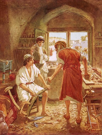 Christ travaillant avec Joseph comme charpentier - William Brassey Hole