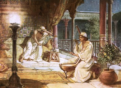 David jouant de la harpe devant Saül - William Brassey Hole