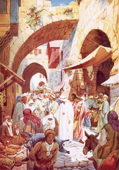Jésus guérissant une femme dans la foule en route vers la maison de Jaïrus - William Brassey Hole