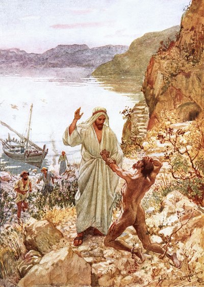 Jésus rencontrant un démoniaque dans le pays des Gadaréniens - William Brassey Hole