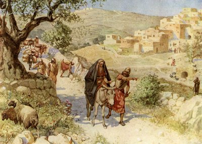 Le roi David fuyant Jérusalem est maudit par Shimei - Bible - William Brassey Hole