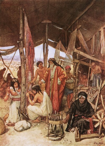 Moïse inspectant le tissage et la broderie des tentures du Tabernacle - William Brassey Hole