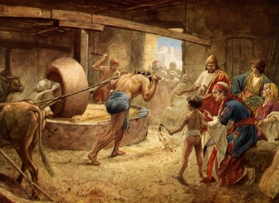 Samson broyant en prison à Gaza - Bible - William Brassey Hole
