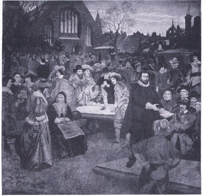 Signature du Covenant national dans le cimetière de Greyfriars 1638, de l