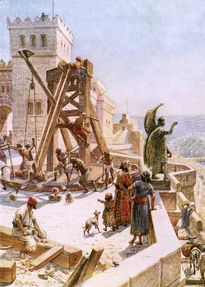Ozias érige des machines de guerre sur les murs de Jérusalem - William Brassey Hole