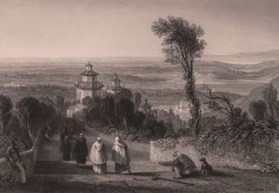 Vue du Sacro Monte à Varèse, Lombardie, Italie (gravure sur acier par T Willmore d