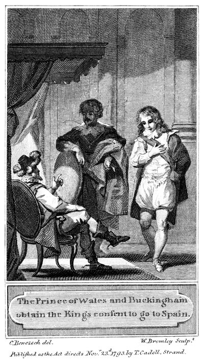 Le prince de Galles et Buckingham obtiennent le consentement du roi pour aller en Espagne, 1793 - William Bromley