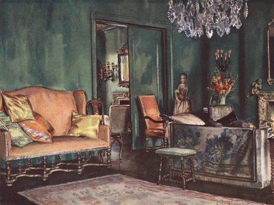 Décoration intérieure : Un salon avec des murs verts - William Bruce Ellis Ranken