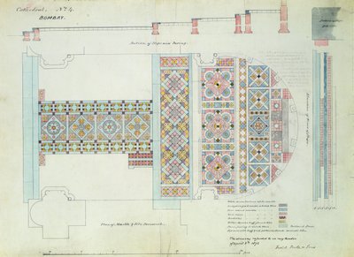 Conception pour un Pavement, Cathédrale de Bombay, Inde - William Butterfield