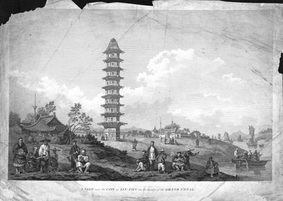 Vue près de la ville de Lin-Tsin sur les rives du Grand Canal, 1796 - William Byrne