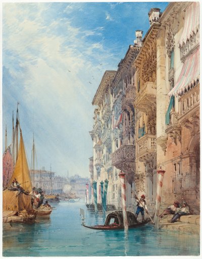 Une gondole sur le Grand Canal, Venise - William Callow