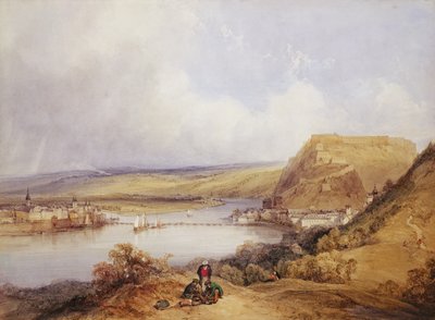 Ehrenbreitstein et Coblence depuis les hauteurs de Pfaffendorf - William Callow