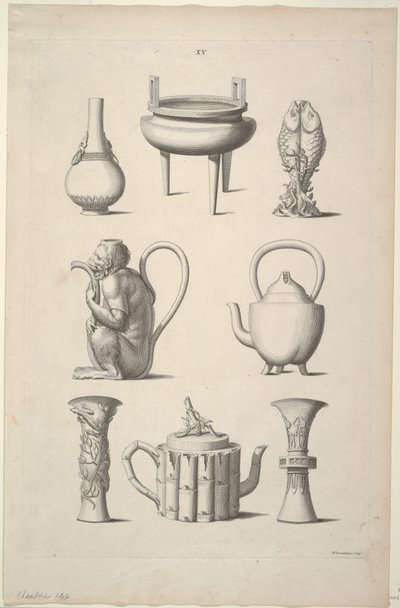 Conceptions pour la vaisselle, Planche XV des Conceptions de bâtiments chinois, meubles, vêtements, machines et ustensiles. - William Chambers