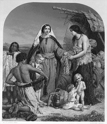 Les aumônes de Dorcas, gravée par H. Bourne - William Charles Thomas (after) Dobson