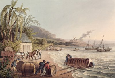 Chargement de barils de rhum et de sucre, Antigua - William Clark