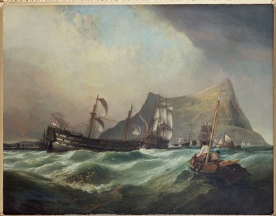 Neptune, remorquant la Victoire dans le port de Gibraltar après la bataille de Trafalgar - Clarkson Frederick Stanfield