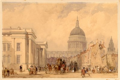 Le bureau de poste, St Martins le Grand, Londres, avec la cathédrale Saint-Paul au loin - Clarkson Frederick Stanfield
