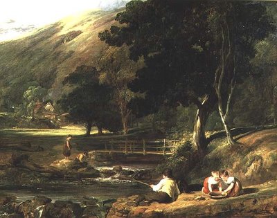 Borrowdale, Cumberland, avec des enfants jouant près d