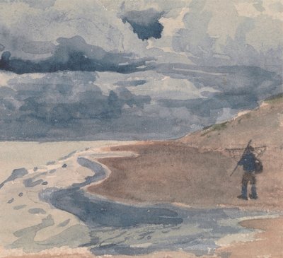 Paysage avec homme sur la plage - William Collins