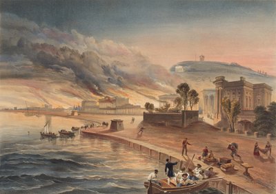 Incendie des bâtiments gouvernementaux à Kertch. 9 juin 1855 - William Crimea Simpson