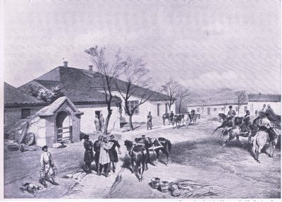Quartier général de Lord Raglan à Khutor-Karagatch, illustration de British Battles on Land and Sea, 1915 - William Crimea Simpson