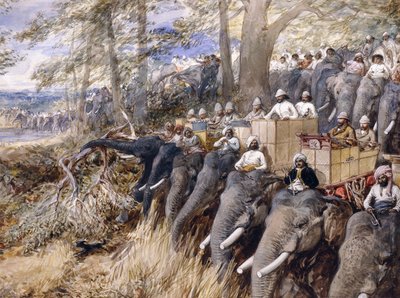 Le prince de Galles dans le Terai battant la jungle avec Sir Jung Bahadur Rana, 1876 - William Crimea Simpson