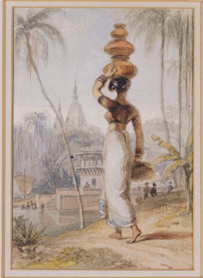 Une femme hindoue portant un pot d