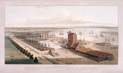 Brunswick Dock et East India Dock, Poplar, Londres, 1803 - William Daniell