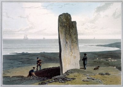 Pierre druidique à Strather près de Barvas, Île de Lewis, Hébrides, Écosse, 1820 - William Daniell