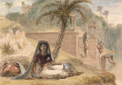 Fille indienne assise près d