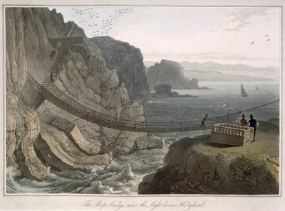 Le pont de corde près du phare, Holyhead, de 