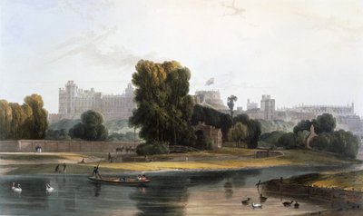 Château de Windsor depuis la Tamise à Eton - William Daniell