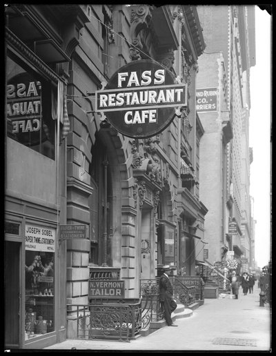 Enseigne pour Fass Café, 19 W. 31st Street, New York City, 14 juin 1916 - William Davis Hassler