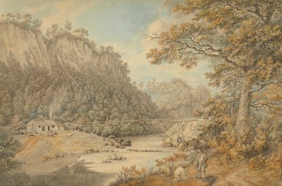 Une scène dans le Derbyshire ; Travaux industriels enjambe une rivière - William Day