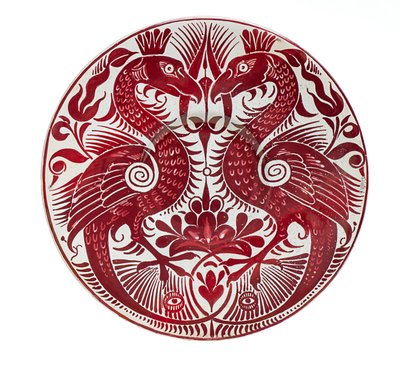 Assiette de Cygnes Couronnés Fantastiques - William de Morgan