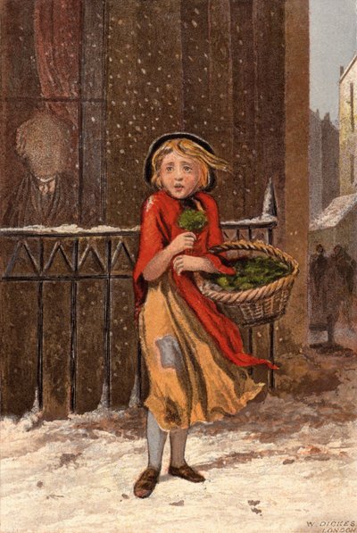 Pauvre fille vendant du cresson dans une rue enneigée - William Dickes